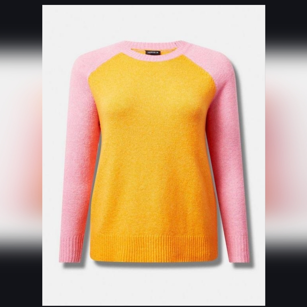 Torrid Vegan Cashmere Pink/Orange Color-Block Pullover Sweater Size 2X NWT - Picture 5 of 16